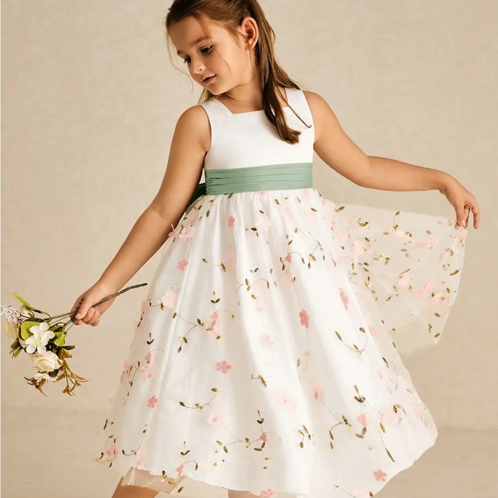 Azazie Blushing Pink and Sage Pollie Sleeveless Sundress for Wedding Guests